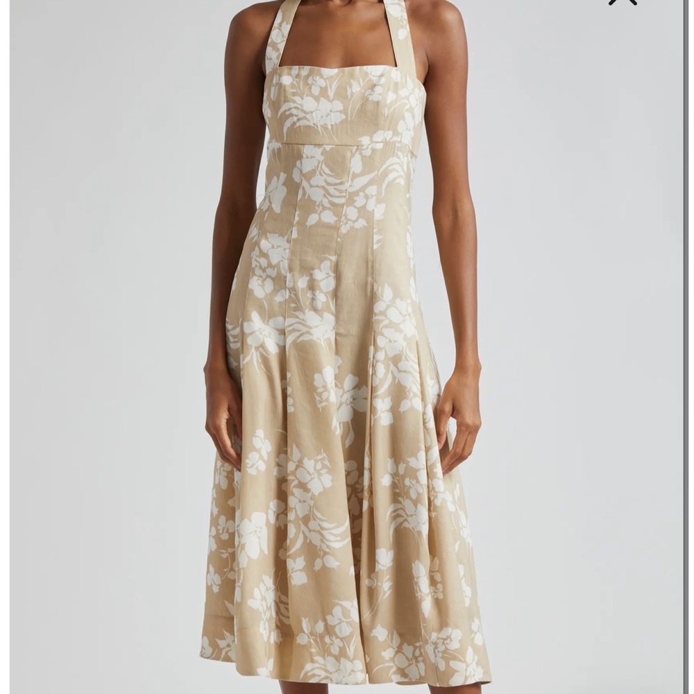 Veronica Beard Amalia Floral Cotton Blend Halter Dress